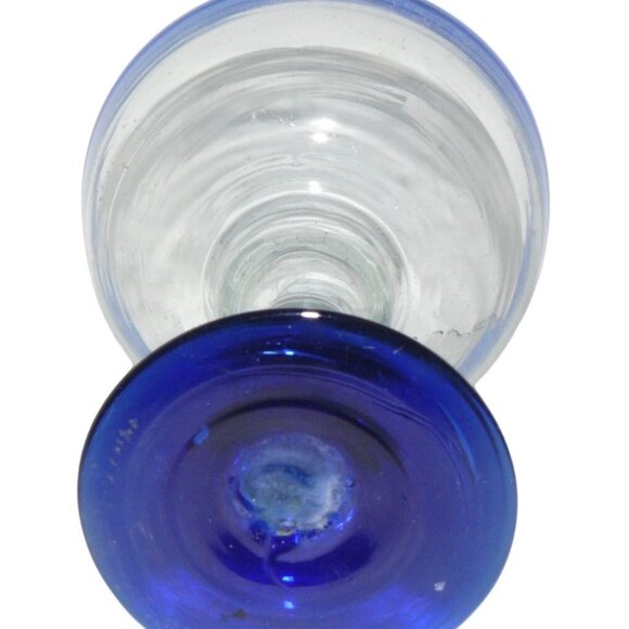 Set of 4 Handblown Mexican Margarita Glasses with Cobalt Blue Rim & Base 6 Oz - Picture 3 of 3